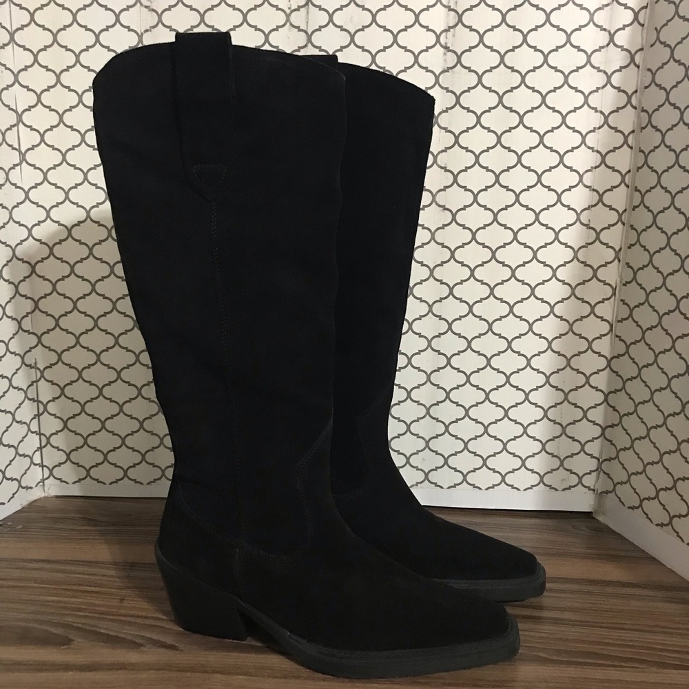 NWOT NA-KD Suede Cowboy Boots Size 8.5 - Picture 3 of 9